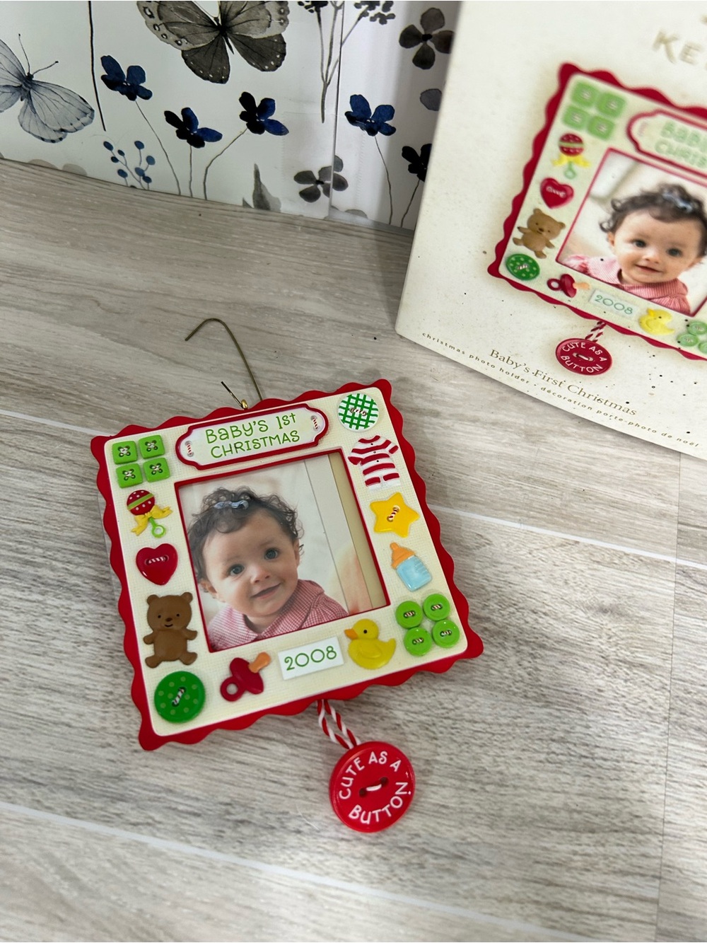 Hallmark Keepsake Baby’s First Christmas Photo Holder Ornament 2008 Terri Steige